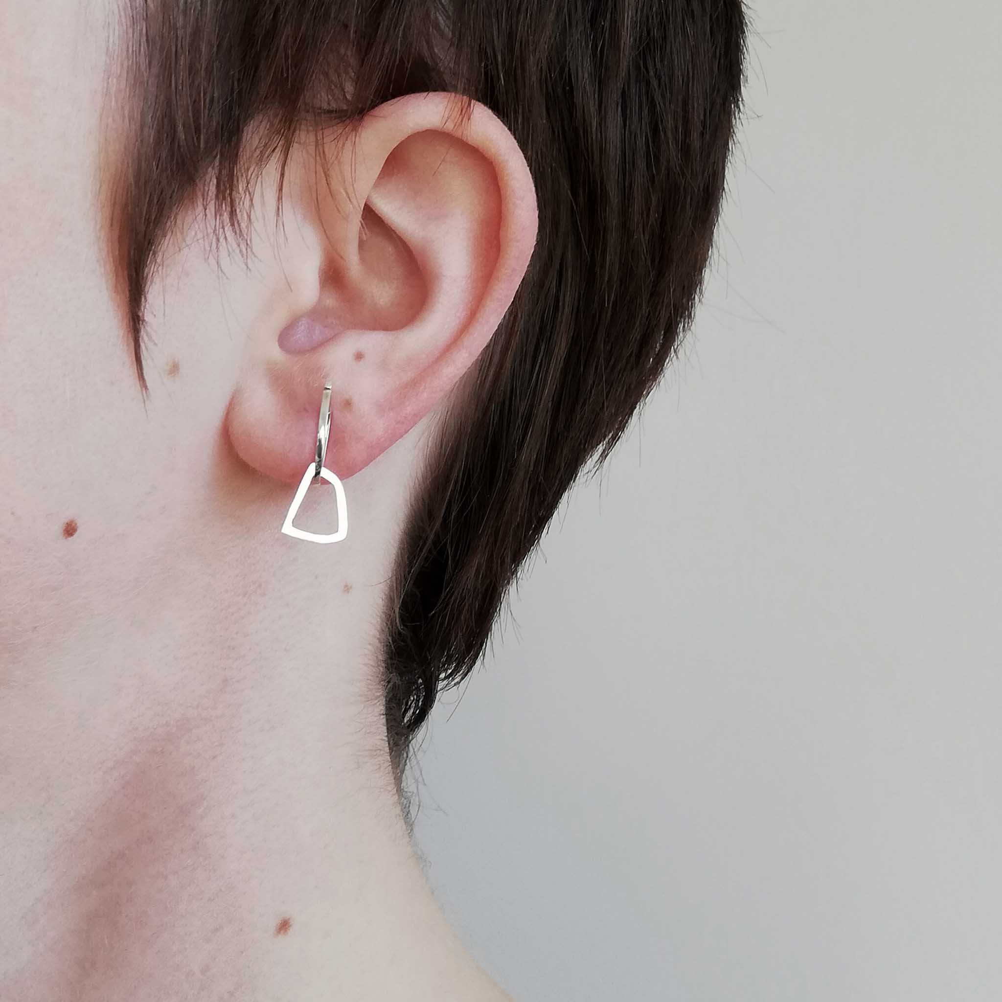 Non-Identical Silver Polished Chain Drop Studs